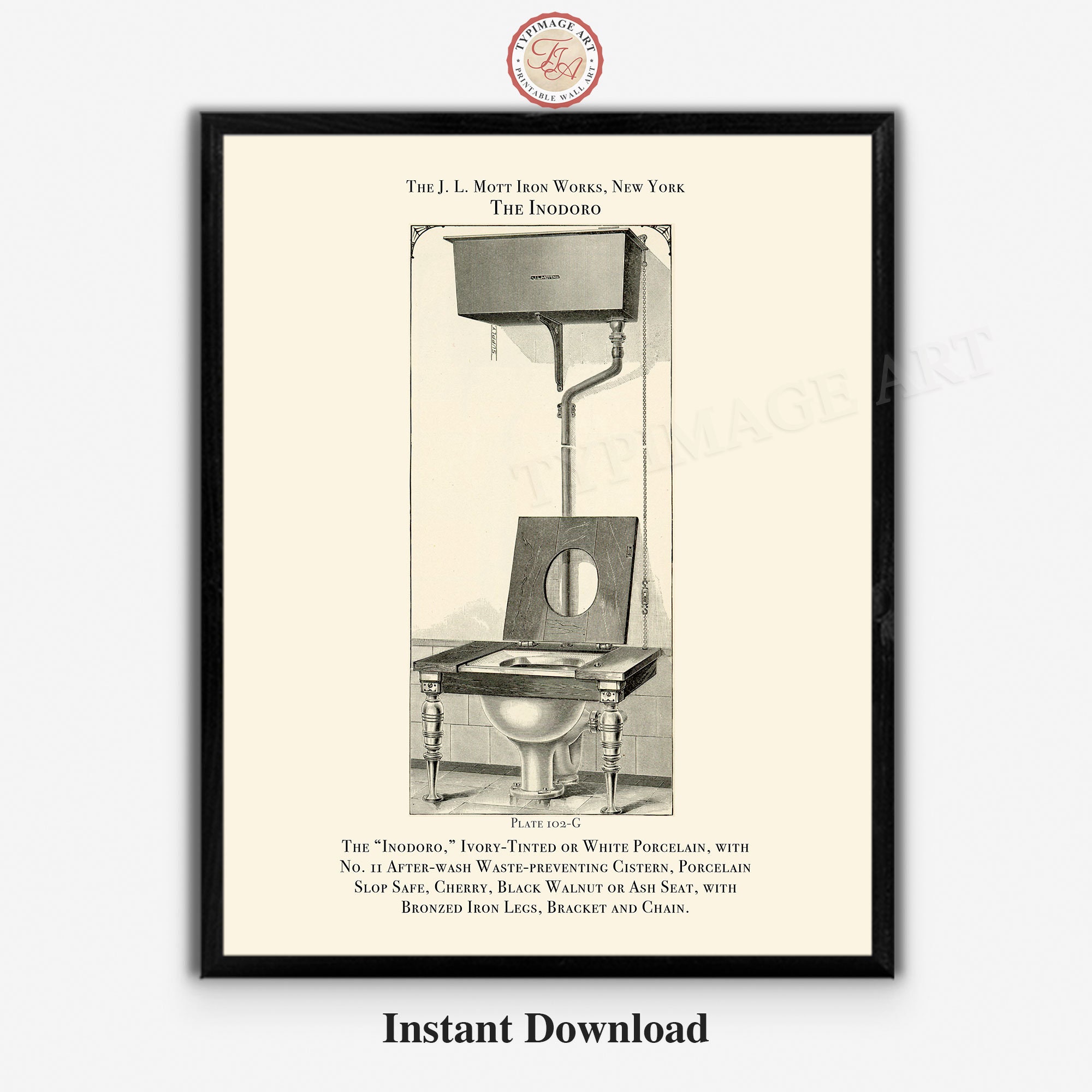 Toilet Illustration Vintage Bathroom Art Bathroom Etsy