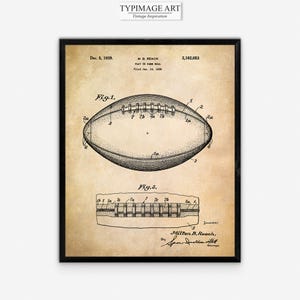 Regalo deportivo, regalo de jugador de fútbol, impresión para habitación infantil, regalos para hombres, diseño de patente de fútbol, decoración vintage para sala de juegos.