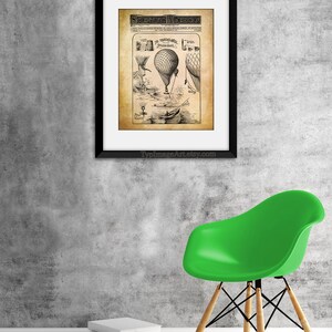 Hot Air Balloon Steampunk Airship Transatlantic Balloon Voyage Airship Poster Vintage Industrial Print Retro Prints Printable Art image 2