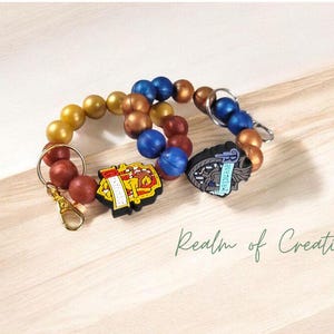 Wizard World House Crest Silicone Bead Wristlet Keychain Fantasy HP