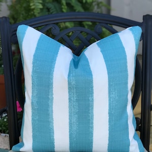 Luxe Watercolor Stripe Print Outdoor Pillow Cover