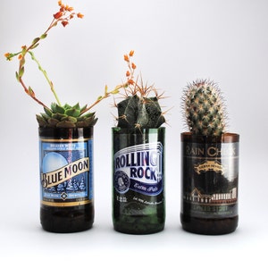 Custom Beer Bottle Planter - Personalized Plant Holder and Glassware Gift Set