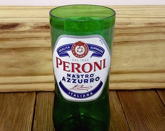 Handgjord Peroni ölflaska i glas - Återvunnet dricksglas