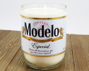 Modelo Beer Bottle Soy Candles made from Recycled Bottles