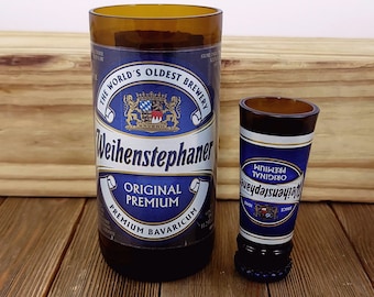 Presente para amantes de cerveja: Garrafas reaproveitadas feitas à mão em copos e shots