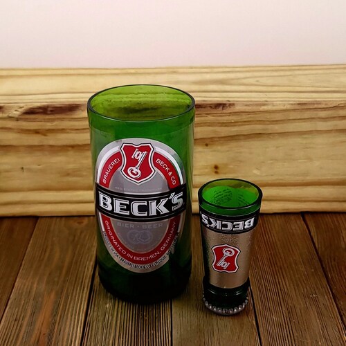 Beer Cup and Shot Glass Made From Recycled Beer Bottles Etsy