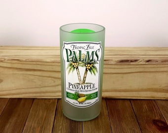 Vase made from 750ml Caribbean pineapple rum bottle **Imperfect label