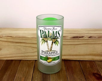 Jarrón hecho con una botella de ron de piña caribeña de 750 ml **Etiqueta imperfecta