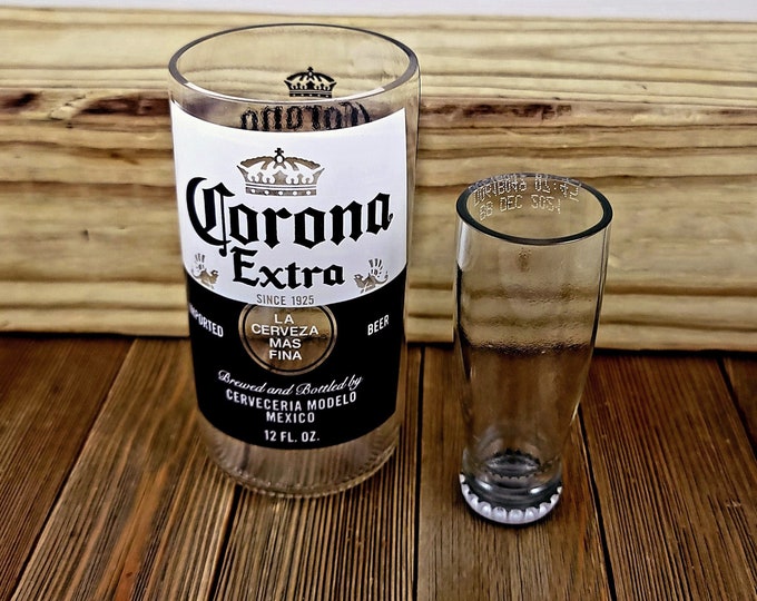 Beer Glass and Shot Glass Made From Recycled Beer Bottles