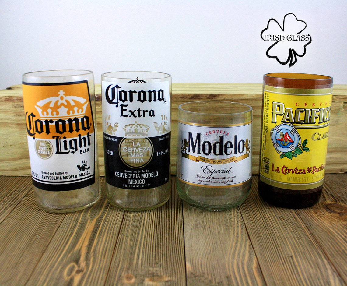 Beer Bottle Drinking Glasses Made From Mexican Beers Corona Etsy