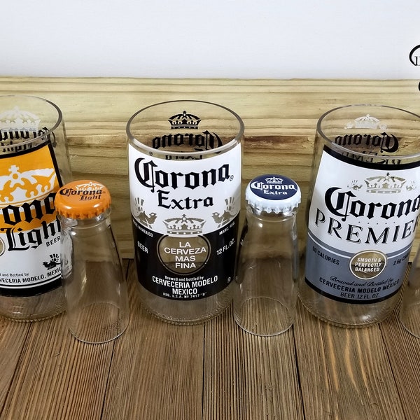 Beer Glass and Shot Glass Made From Recycled Corona Beer Bottles