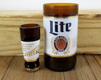 Beer Lover Gift: Handcrafted Repurposed Bottle Into Glasses and Shot Glasses
