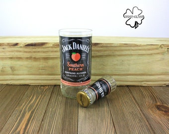 Repurposed Jack Daniels Bottle Glass and Shot Glass - Beer Lover Gift