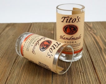 Vodka Shot Glasses Made From Recycled Tito's Miniature Bottles