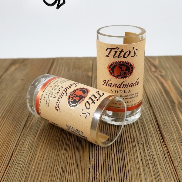 Vodka Shot Glasses Made From Recycled Tito's Miniature Bottles