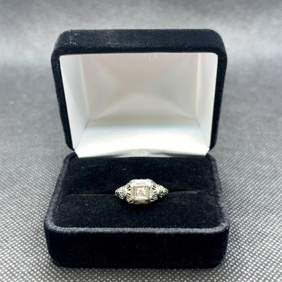 18K White Gold Art Deco Diamond Ring - image 8
