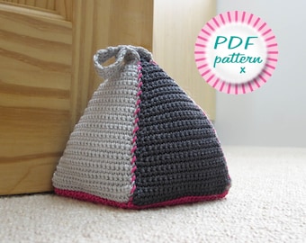 Crochet pyramid door stop pattern, Quick & easy DIY home décor gift, UK and US Crochet Terms, Beginner colour triangle, Digital pdf download