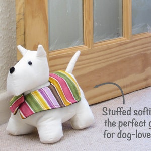 Scottie dog toy sewing pattern, Cute fabric doorstop, Quick & easy gift for animal lovers, Beginner plush pup and coat, Digital PDF download image 9