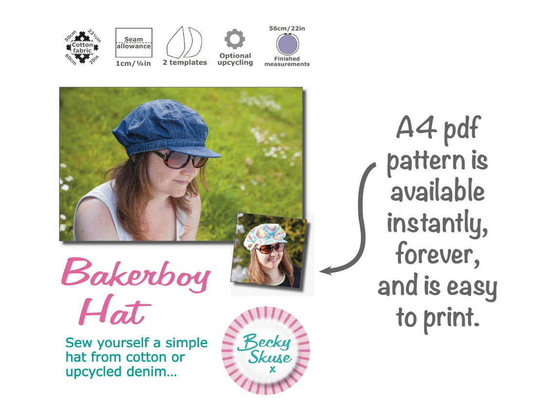 Baker Boy Hat Sewing Pattern Newsboy Cap in 4 Sizes Beginner | Etsy