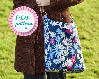 Wykrój do szycia torby na ramię, Torba listonoszka z zamkiem błyskawicznym, Torba podróżna z płótna dla kobiet i mężczyzn, Regulowane kieszenie wewnętrzne, Pobierz plik PDF w wersji cyfrowej