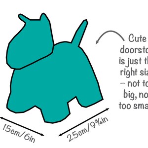Scottie dog toy sewing pattern, Cute fabric doorstop, Quick & easy gift for animal lovers, Beginner plush pup and coat, Digital PDF download image 10
