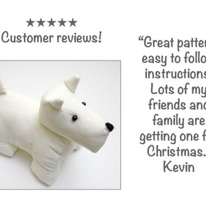 Scottie dog toy sewing pattern, Cute fabric doorstop, Quick & easy gift for animal lovers, Beginner plush pup and coat, Digital PDF download image 4