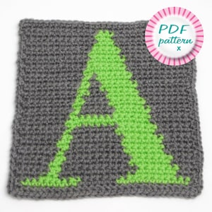Crochet alphabet pattern pdf, A to Z letter squares, New mum baby shower gift, Beginner intarsia Fair Isle, ABC block charts, UK & US Terms image 1