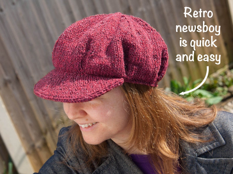Knitted baker boy hat pattern pdf Easy vintage newsboy cap Etsy.de