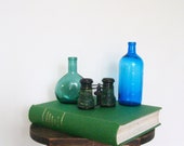 French Vintage green leather field binoculars