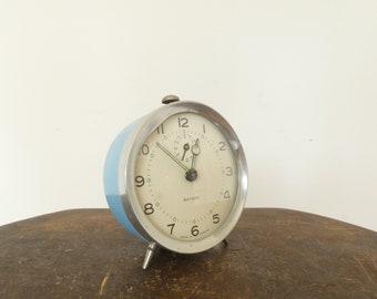 French Vintage Bayard Clock windup light blue
