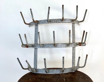 French Vintage Wine Bottle Dryer Rack: Wall Mount Mug Storage