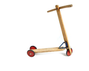 Vintage Wooden Scooter Boys ride on push scooter