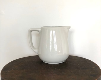 French vintage white pitcher ironstone stoneware medium ceramic milk