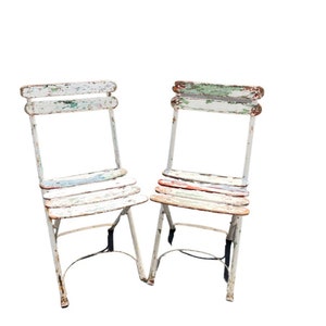 French Bistro Folding Chairs (Set of 2): Shabby Chic Garden Decor