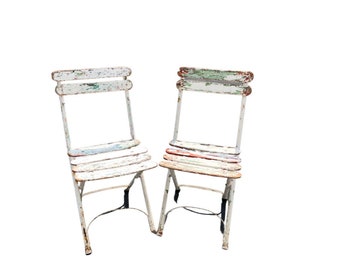 French set of 2 folding chairs garden brasserie terrasse bar bistro French chairs-flat rate shipping for the US continental only