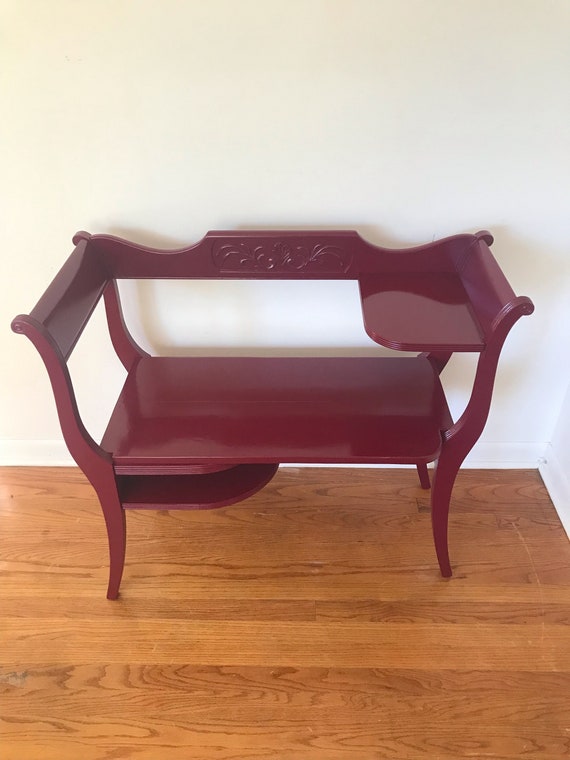 Vintage Wooden Telephone Bench Entryway Bench Gossip Bench-flat 
