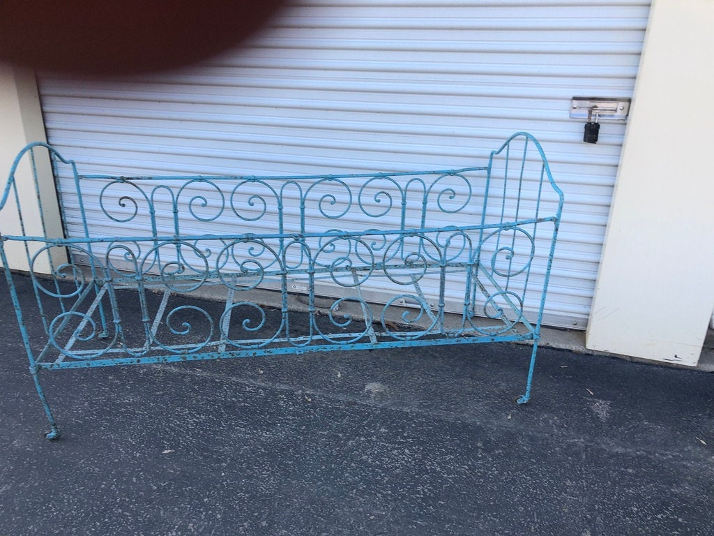 Antique French Wrought Iron Day Bed Folding Bed on Castors Etsy