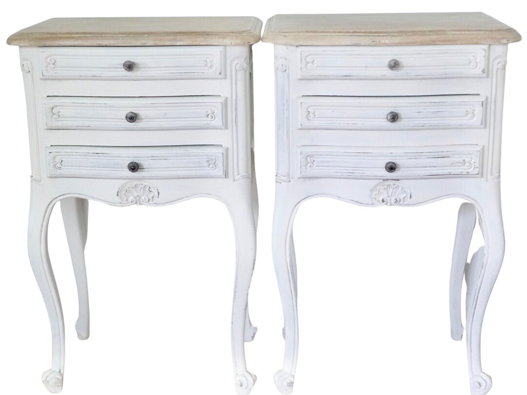 French Antique White Bedside Tables Side Tables Etsy