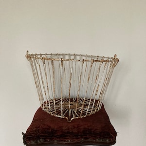 French vintage metal egg gathering basket decor basket