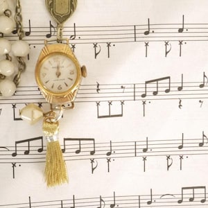 Vintage Assemblage Necklace with Vintage Art Deco Watch / Steampunk / Upcycled & Repurposed french