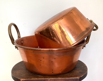 French Copper Jelly Pot stew set : Vintage chateau Kitchen Decor