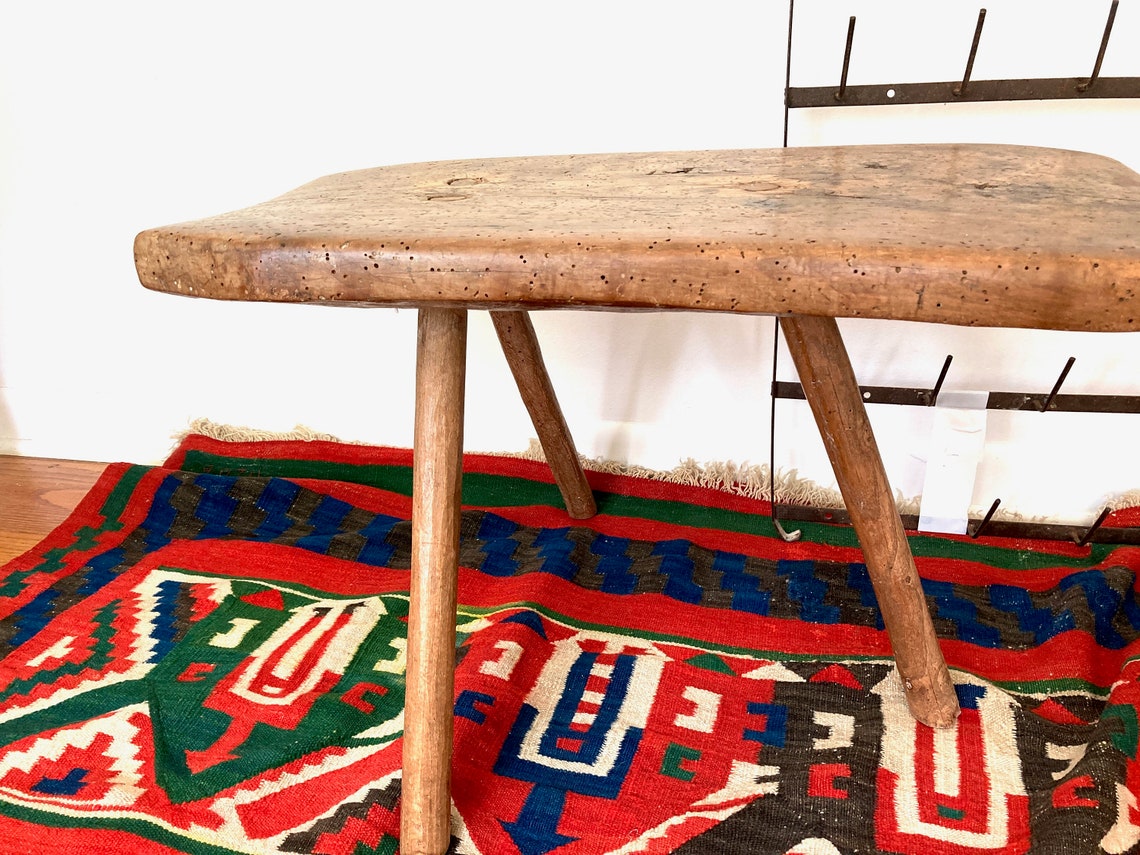 Primitive Wooden Milking Stool Bench Farmhouse French Vintage - Etsy