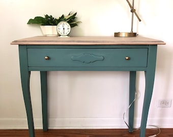 Vintage Farmhouse eucalyptus green side table