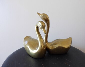 Brass pair of swans house decoration mcm decoration