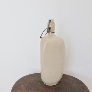 French vintage 19c stoneware bottle try-angular in shape unusual