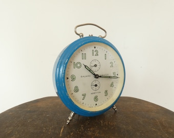 French Vintage Bayard Stentor repetition Clock windup intense blue