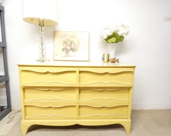 Vintage wooden lowboy dresser yellow lane french country