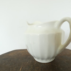 French vintage white pitcher ironstone stoneware medium ceramic milk