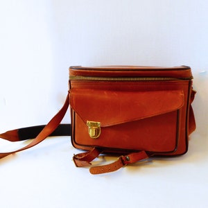 sac appareil photo en cuir vintage miel carmel coloré PERRIN California cuir épais