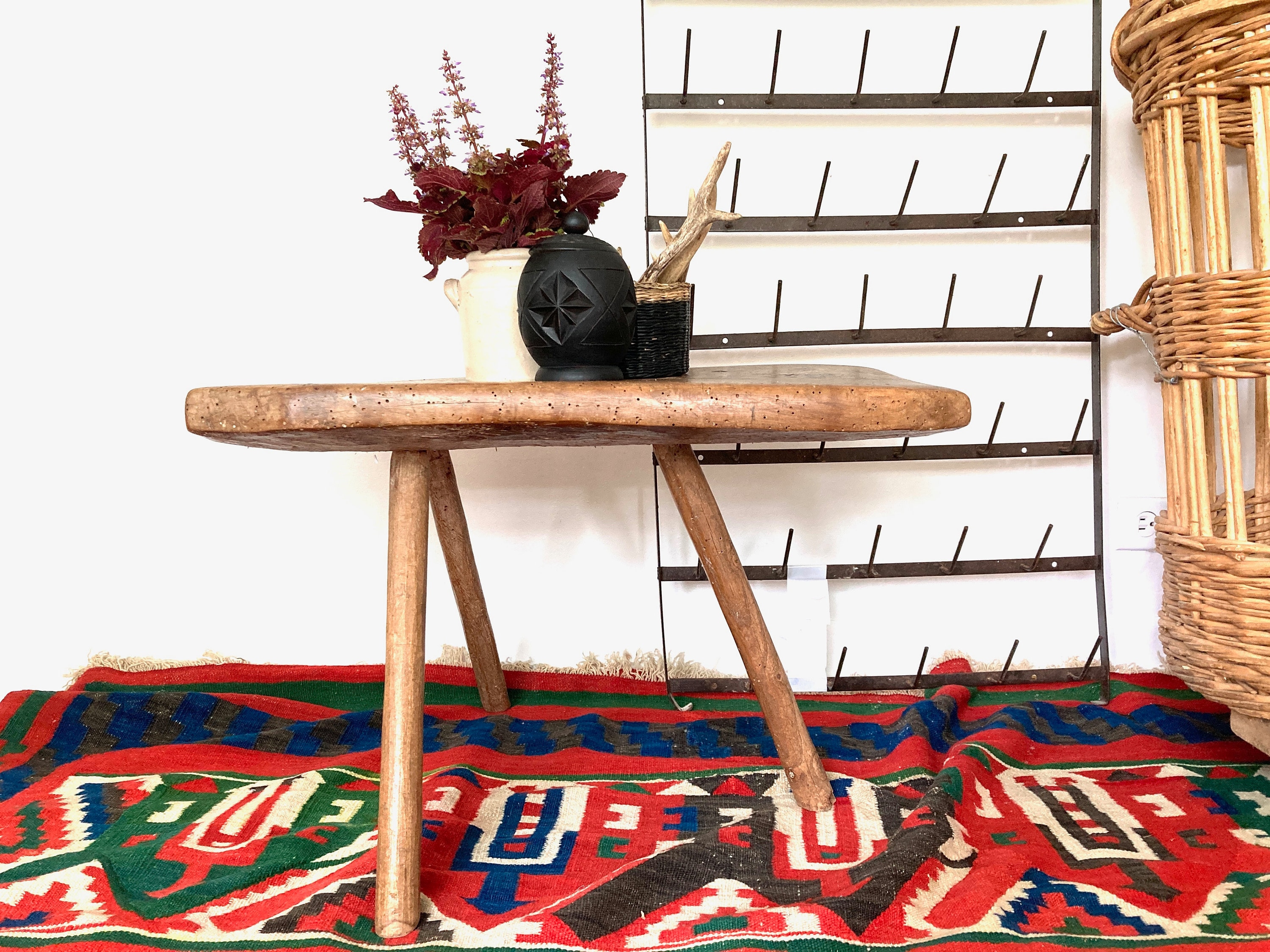Primitive Wooden Milking Stool Bench Farmhouse French Vintage - Etsy